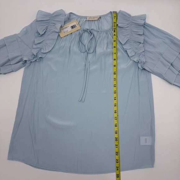 NWT Ramy Brook Women’s Samira Top Ruffled Crystal Blue Blouse Small Coquette - Picture 11 of 13